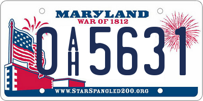 MD license plate 0AH5631