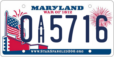 MD license plate 0AH5716