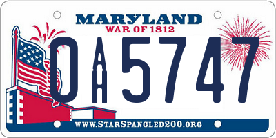 MD license plate 0AH5747