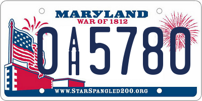 MD license plate 0AH5780