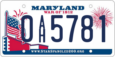 MD license plate 0AH5781