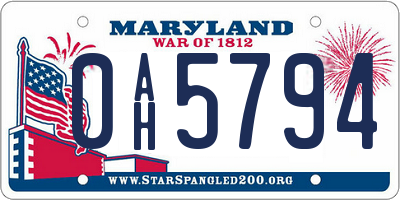 MD license plate 0AH5794