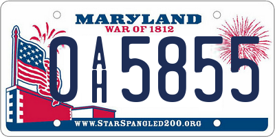 MD license plate 0AH5855
