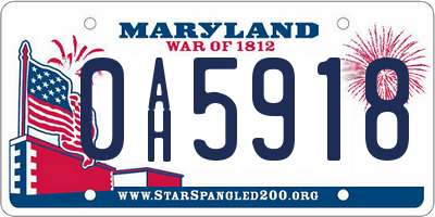 MD license plate 0AH5918