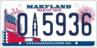 MD license plate 0AH5936