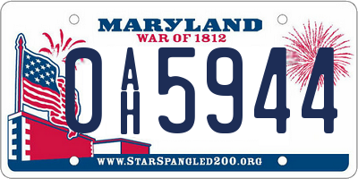 MD license plate 0AH5944