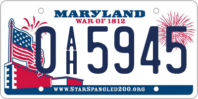 MD license plate 0AH5945