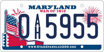 MD license plate 0AH5955