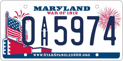 MD license plate 0AH5974