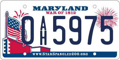 MD license plate 0AH5975