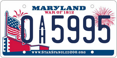 MD license plate 0AH5995