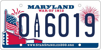 MD license plate 0AH6019