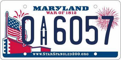 MD license plate 0AH6057