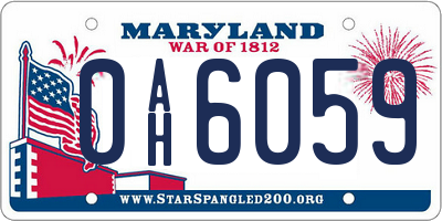 MD license plate 0AH6059