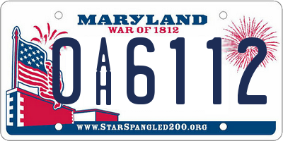 MD license plate 0AH6112