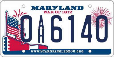 MD license plate 0AH6140