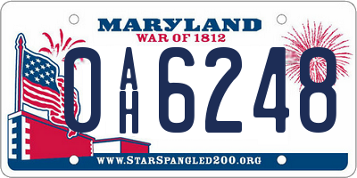 MD license plate 0AH6248