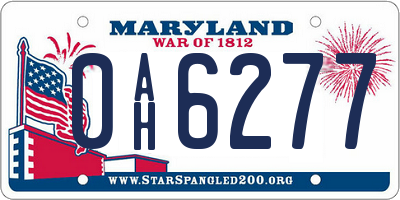 MD license plate 0AH6277