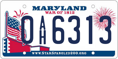 MD license plate 0AH6313
