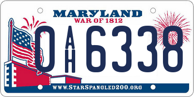 MD license plate 0AH6338