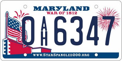 MD license plate 0AH6347
