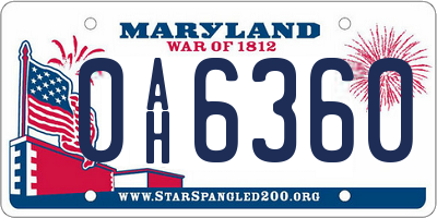 MD license plate 0AH6360