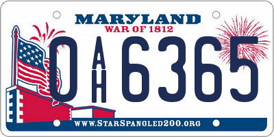 MD license plate 0AH6365
