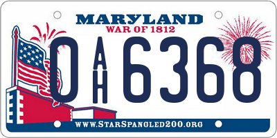 MD license plate 0AH6368