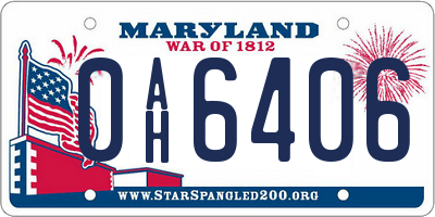 MD license plate 0AH6406