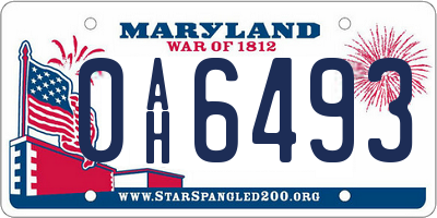 MD license plate 0AH6493