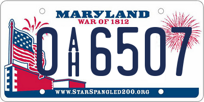 MD license plate 0AH6507
