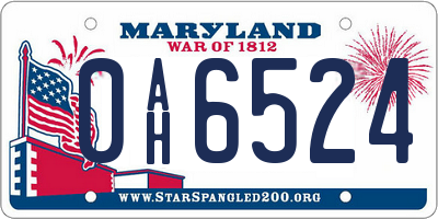MD license plate 0AH6524