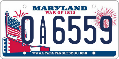 MD license plate 0AH6559