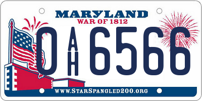 MD license plate 0AH6566