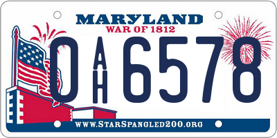 MD license plate 0AH6578