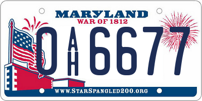 MD license plate 0AH6677