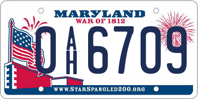 MD license plate 0AH6709