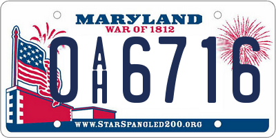 MD license plate 0AH6716