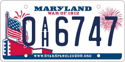 MD license plate 0AH6747