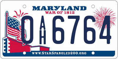 MD license plate 0AH6764