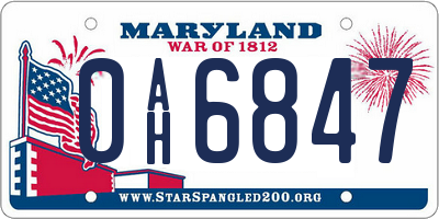 MD license plate 0AH6847