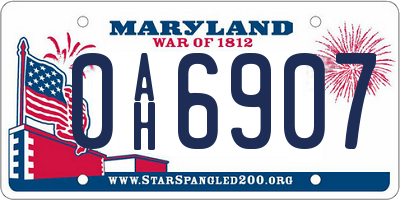 MD license plate 0AH6907
