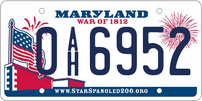 MD license plate 0AH6952
