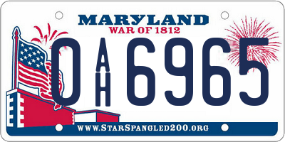 MD license plate 0AH6965