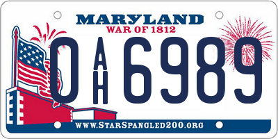 MD license plate 0AH6989
