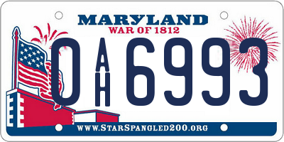 MD license plate 0AH6993