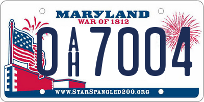 MD license plate 0AH7004
