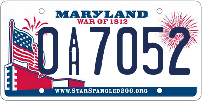 MD license plate 0AH7052