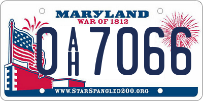 MD license plate 0AH7066