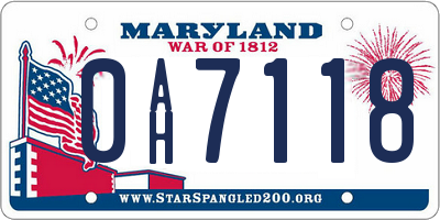 MD license plate 0AH7118